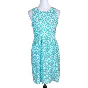 Escapada Back Keyhole Cutout Fit And Flare Geometric Print Dress, Size S